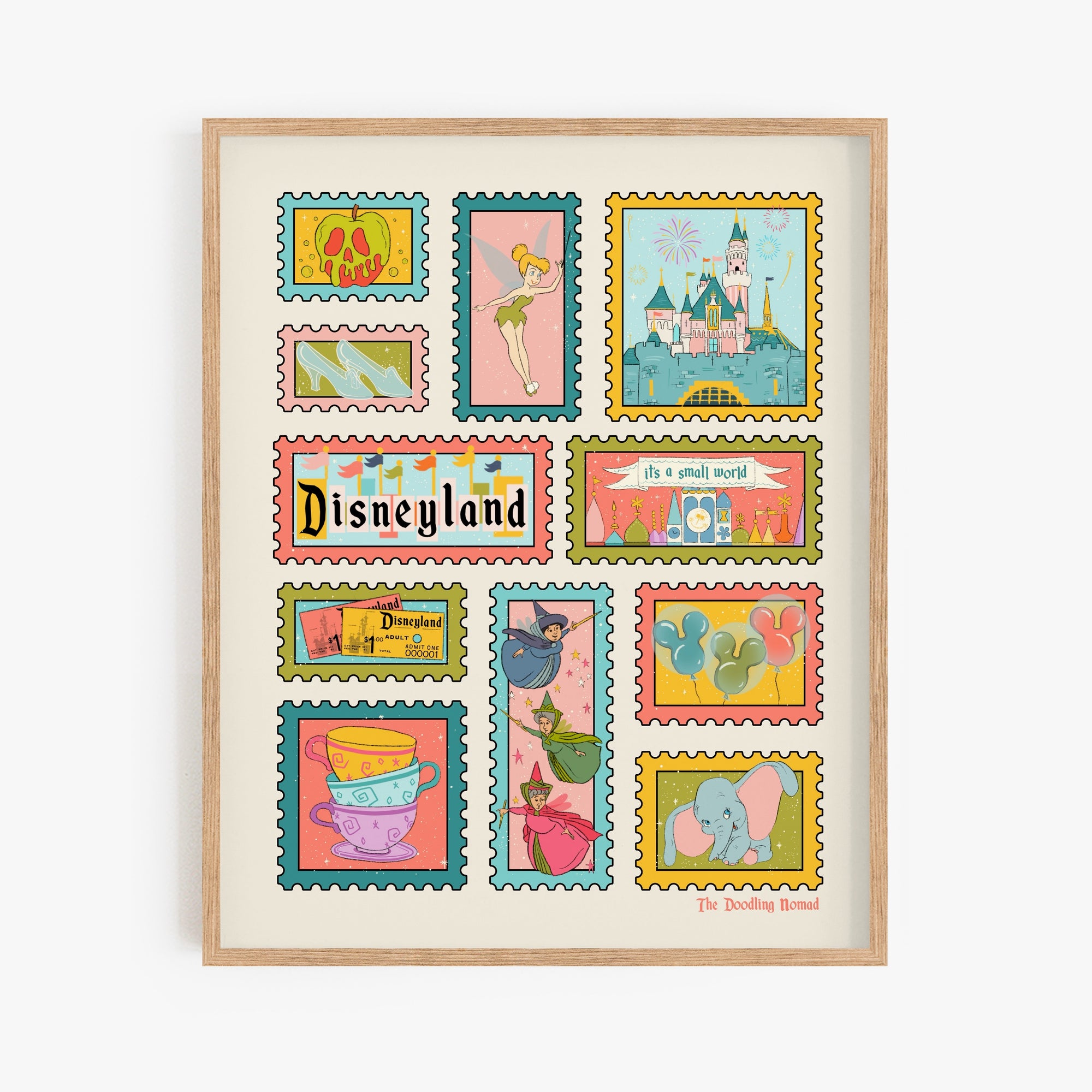 Vintage Disneyland Stamped Art Print