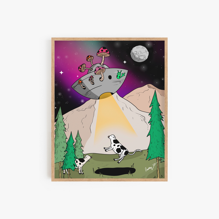 Aliens and Cows Art Print – The Doodling Nomad