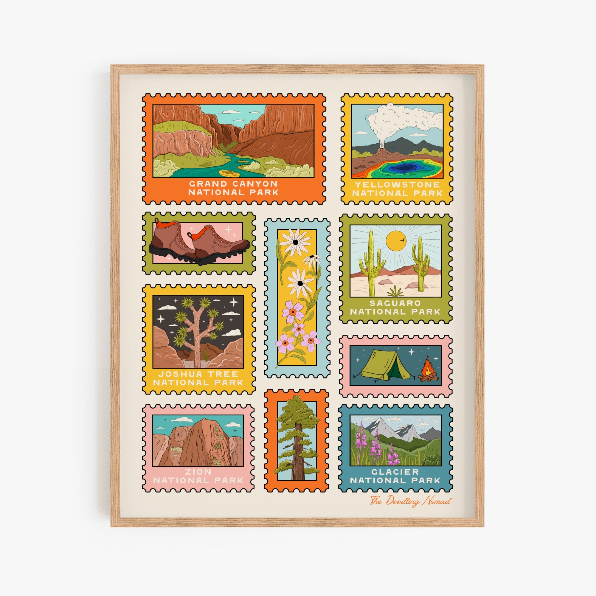 National Park Stamped Art Print