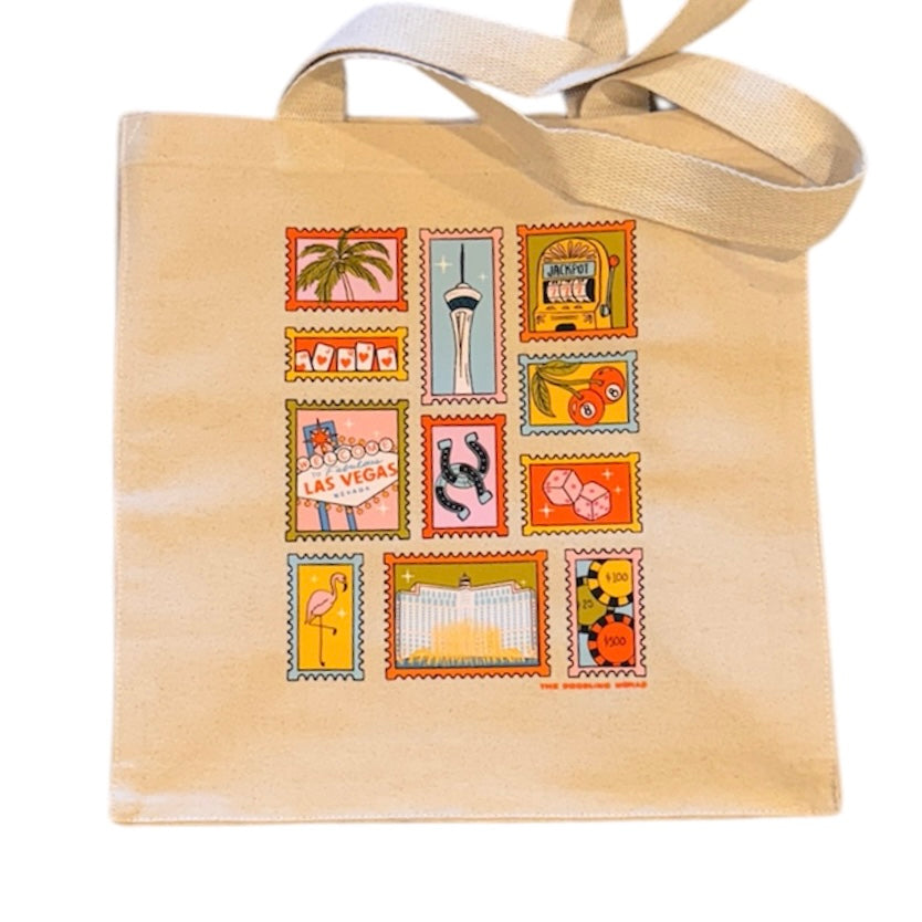 Stamped Vegas Canvas Tote Bag